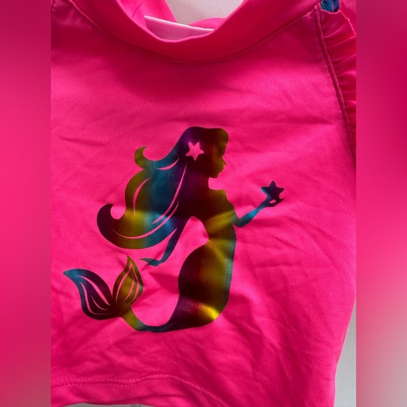 NWOT Lemon Kiss 2T Girls Hot Pink Rainbow Mermaid Swim Shirt Bathingsuit - Picture 2 of 7